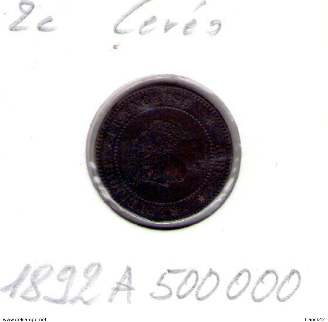 France. 2 Centimes Ceres 1892 A - 2 Centimes