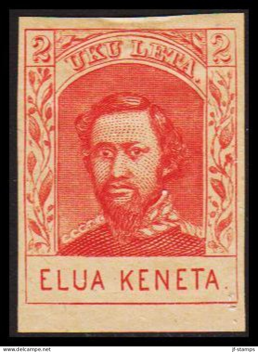 1869-1889. HAWAII. Kamehameha IV. 2 C ELUA KENATA. Hinged. Very Small Thin Spot. (Michel 18) - JF534882 - Hawaï