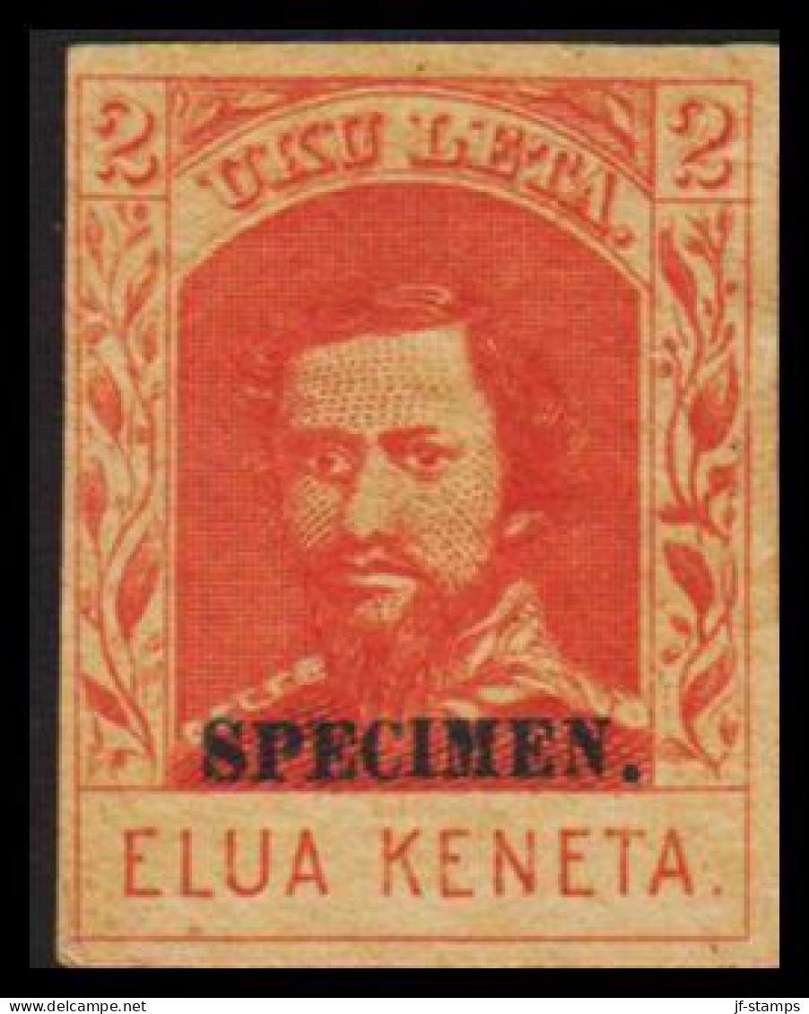 1869-1889. HAWAII. Kamehameha IV. 2 C ELUA KENATA Overprinted SPECIMEN. No Gum. Beautiful Stam... (Michel 18) - JF534888 - Hawai
