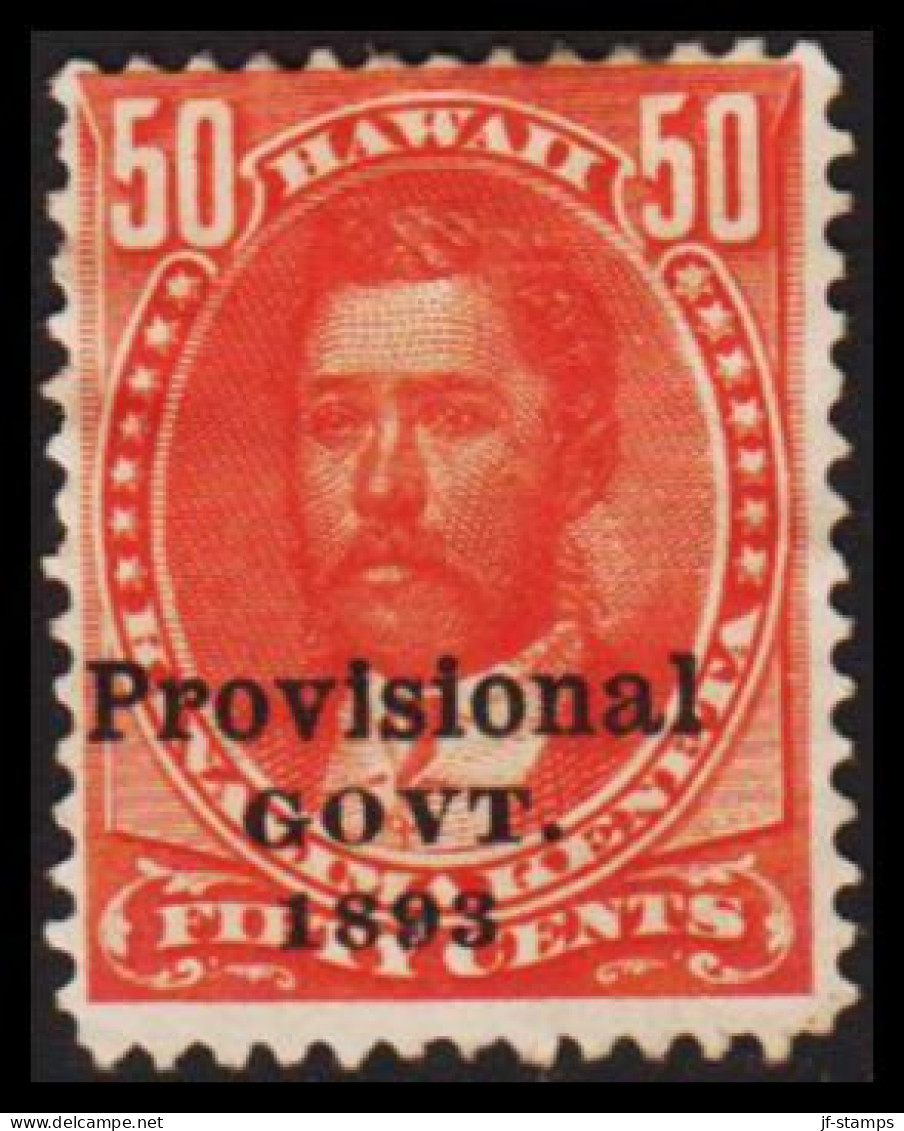 1893. HAWAII. Provisional GOVT. 1893 On 50 C. Hinged.  (Michel 55) - JF534901 - Hawai