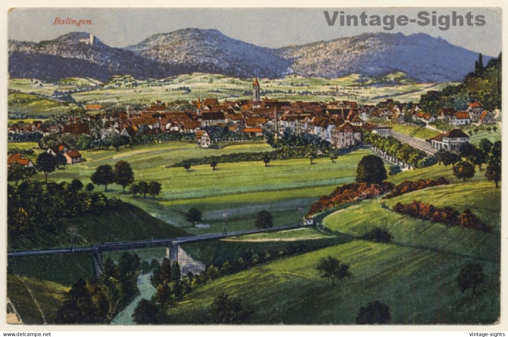 Balingen / Germany: Total View & Burg Hohenzollern (Vintage PC 1919) - Balingen