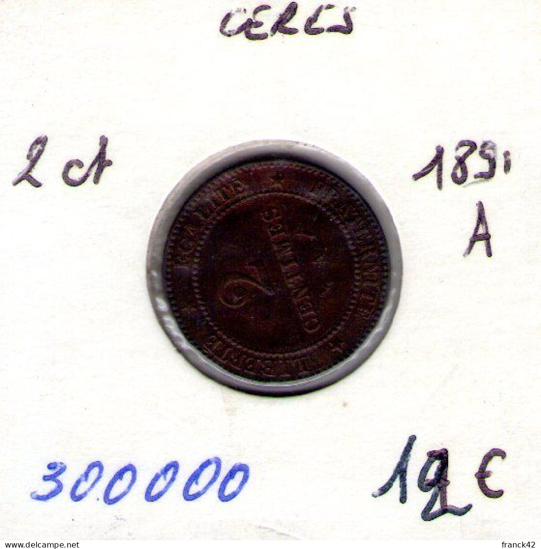 France. 2 Centimes Ceres 1891 A - 2 Centimes