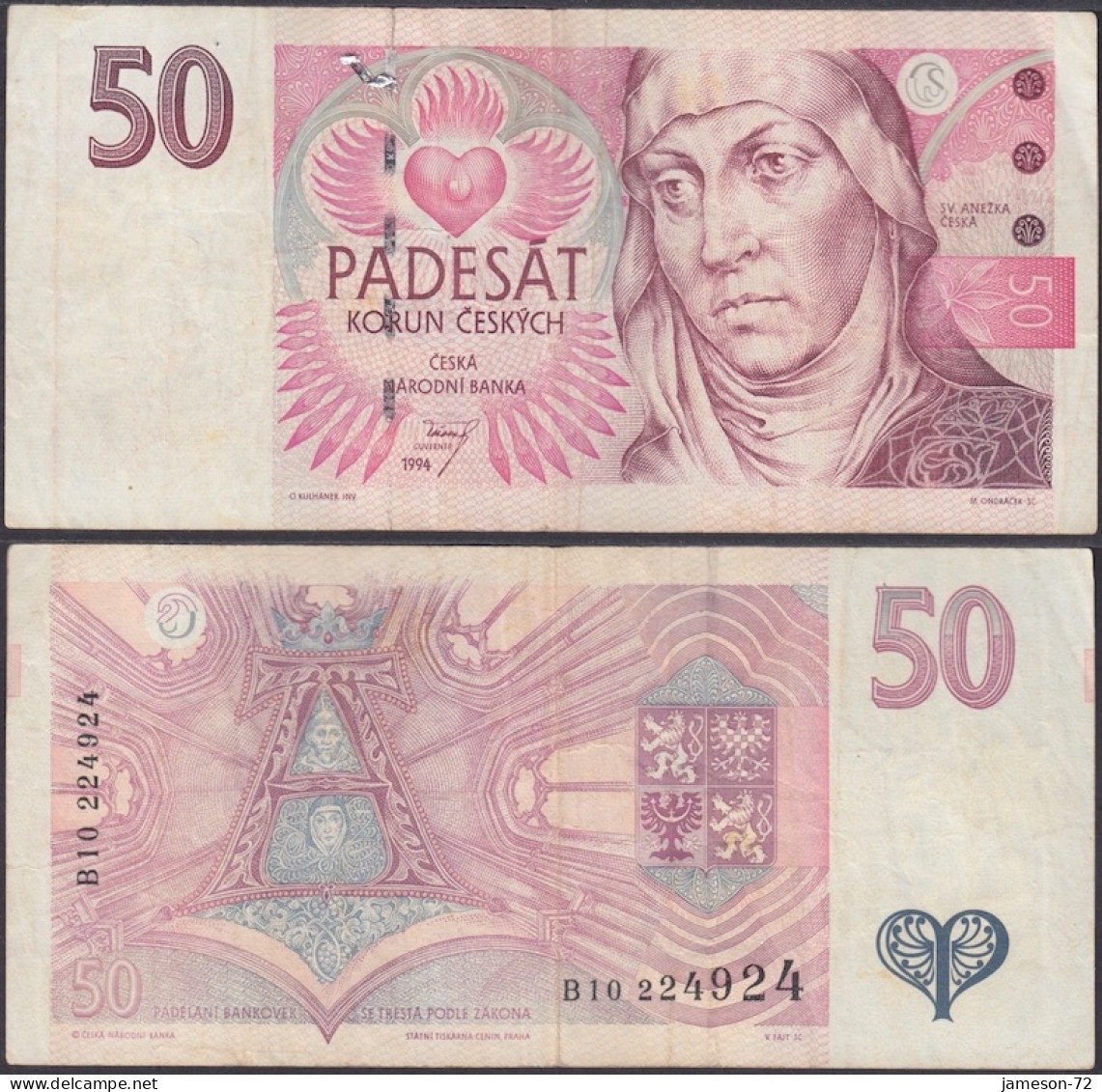 CZECH REPUBLIC - 50 Korun 1994 P# 11 Europe Banknote - Edelweiss Coins - República Checa