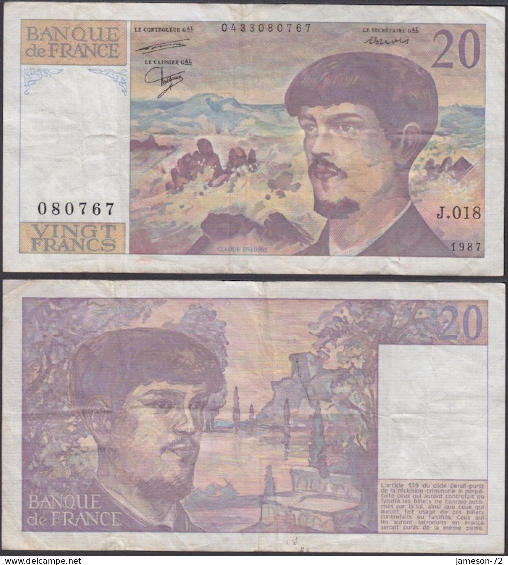 FRANCE - 20 Francs 1987 P# 151b Europe Banknote - Edelweiss Coins - 20 F 1980-1997 ''Debussy''