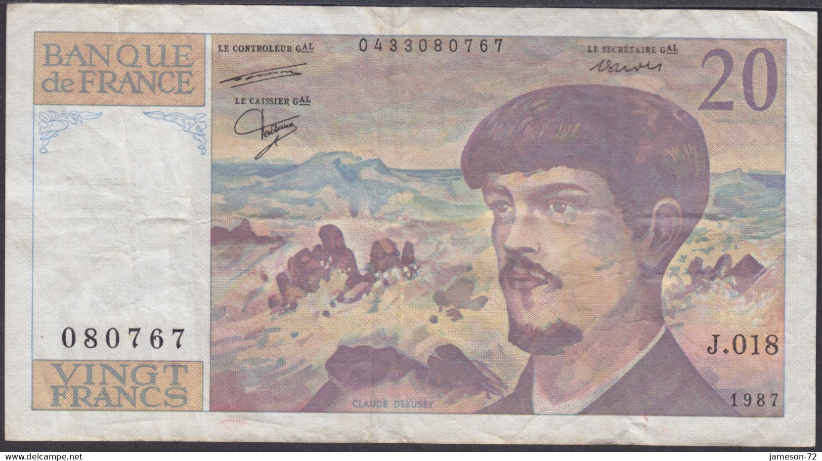 FRANCE - 20 Francs 1987 P# 151b Europe Banknote - Edelweiss Coins - 20 F 1980-1997 ''Debussy''