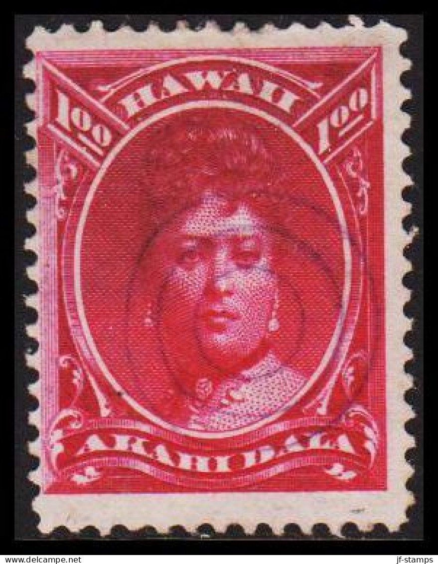 1882-1890. HAWAII. Emma $ 1,00 AKAHI DALA. Interesting Cancel. Rare Stamp.  (Michel 34) - JF534927 - Hawaii