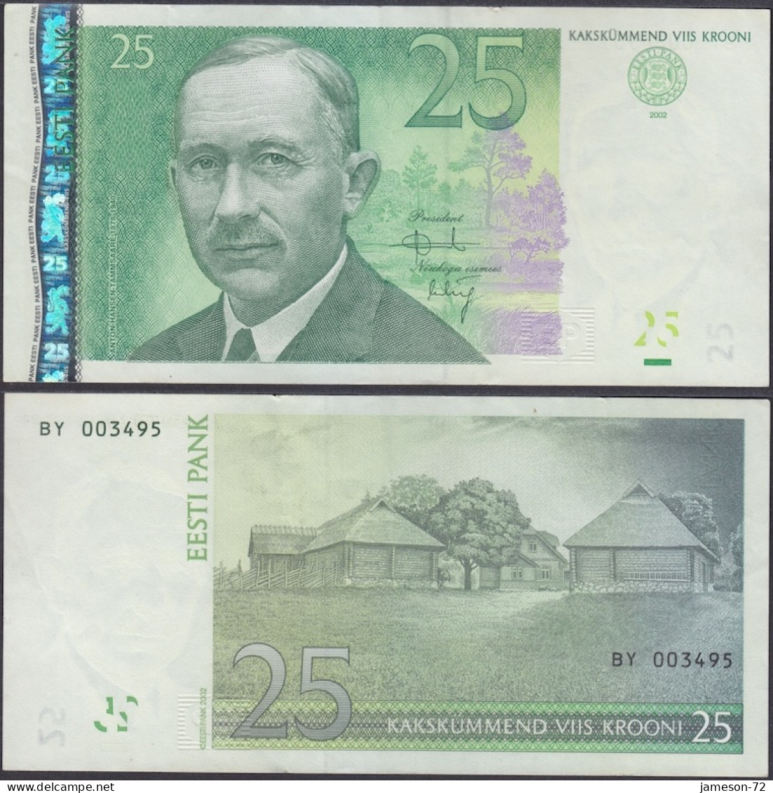 ESTONIA - 25 Krooni 2002 P# 84 Europe Banknote - Edelweiss Coins - Estonia