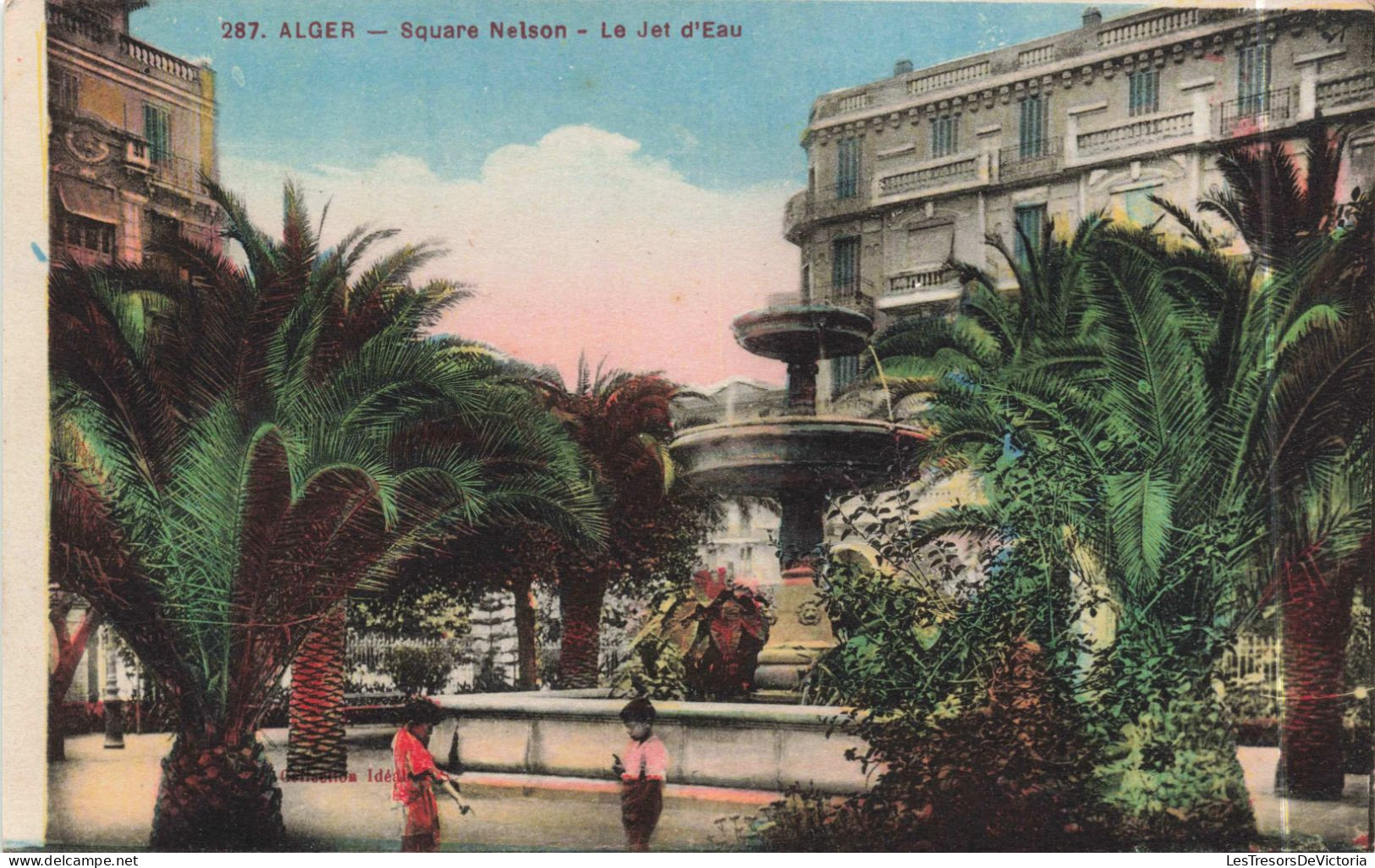 ALGERIE - Alger - Square Nelson - Le Jet D'Eau - Fontaine - Enfants - Animé - Colorisé - Carte Postale Ancienne - Algerien