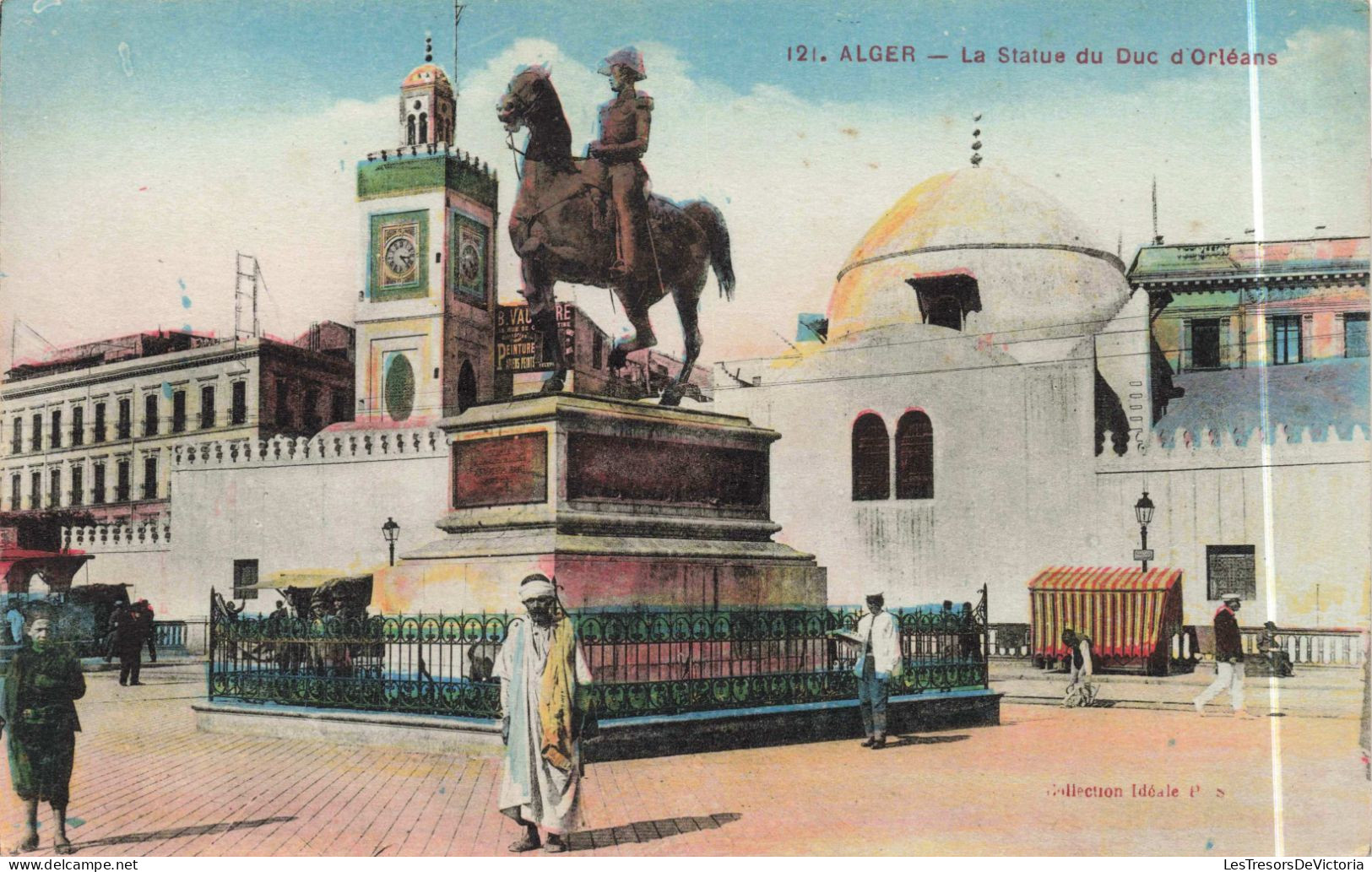 ALGERIE - Alger - La Statue Du Duc D'Orléans - Mosquée - Animé - Colorisé - Carte Postale Ancienne - Algerien