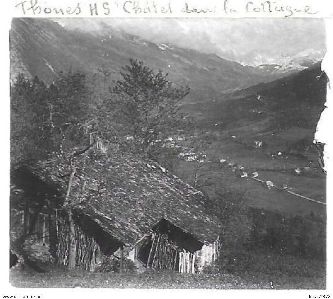 74 / THONES / DEBUT 20 EME / PLAQUE DE VERRE PHOTO STEREO / CHALET DANS LA COTTAGNE / COTAGNE - Plaques De Verre