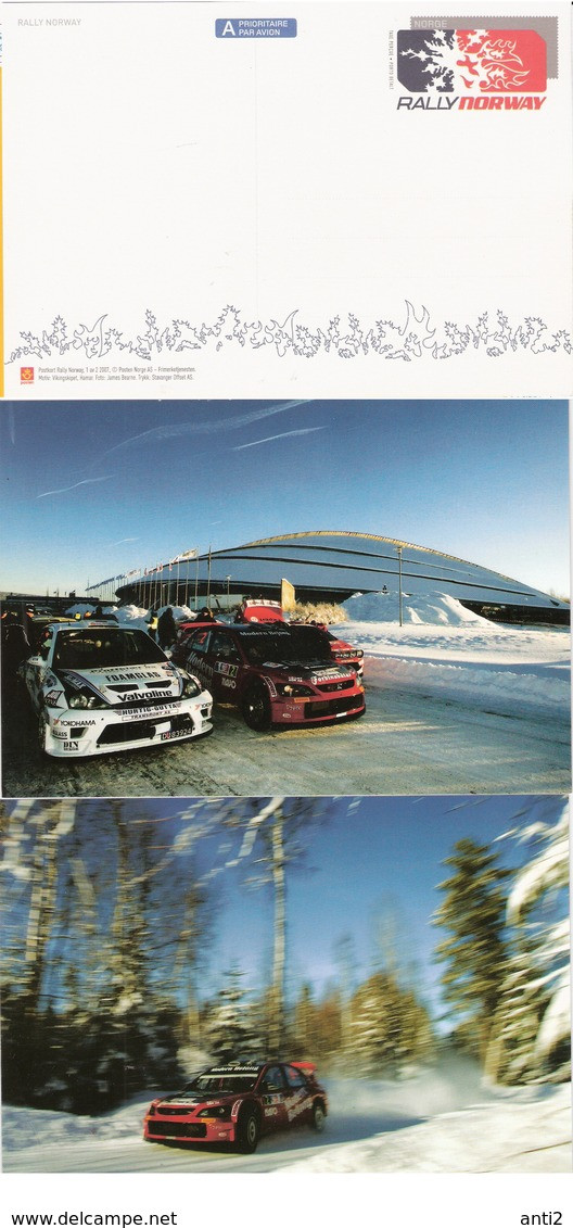 Norway Norge 2007 Motorsport: Winter Rally, Cars, Rally Norway,  Two Cards With Imprinted Stamp, Unused - Storia Postale