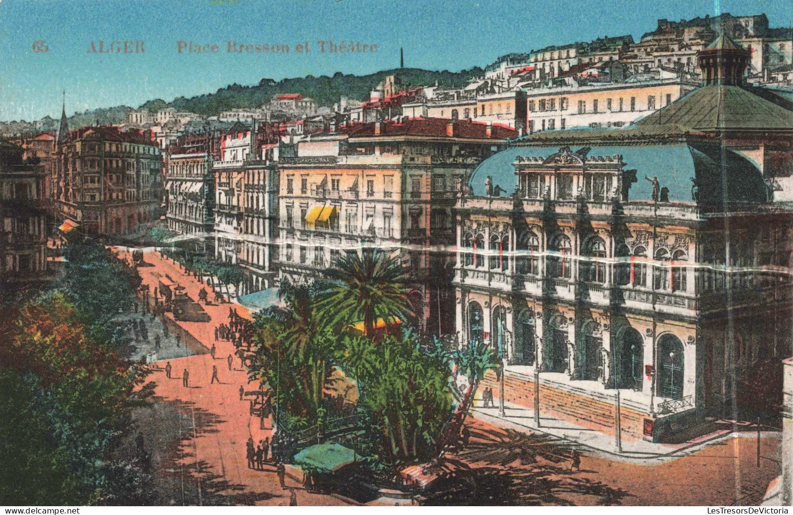 ALGERIE - Alger - Place Bresson Et Théâtre - LL - Colorisé - Animé - Carte Postale Ancienne - Algerien