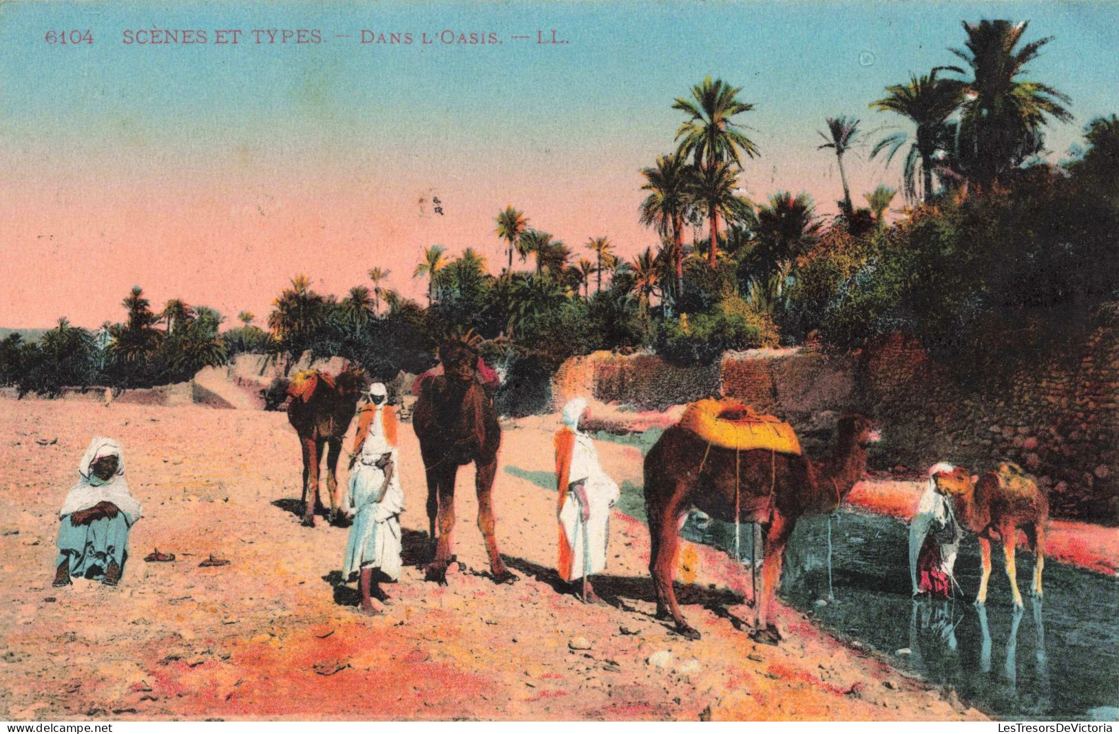 ALGERIE - Scènes Et Types - Dans L'Oasis - LL - Colorisé - Animé - Carte Postale Ancienne - Szenen