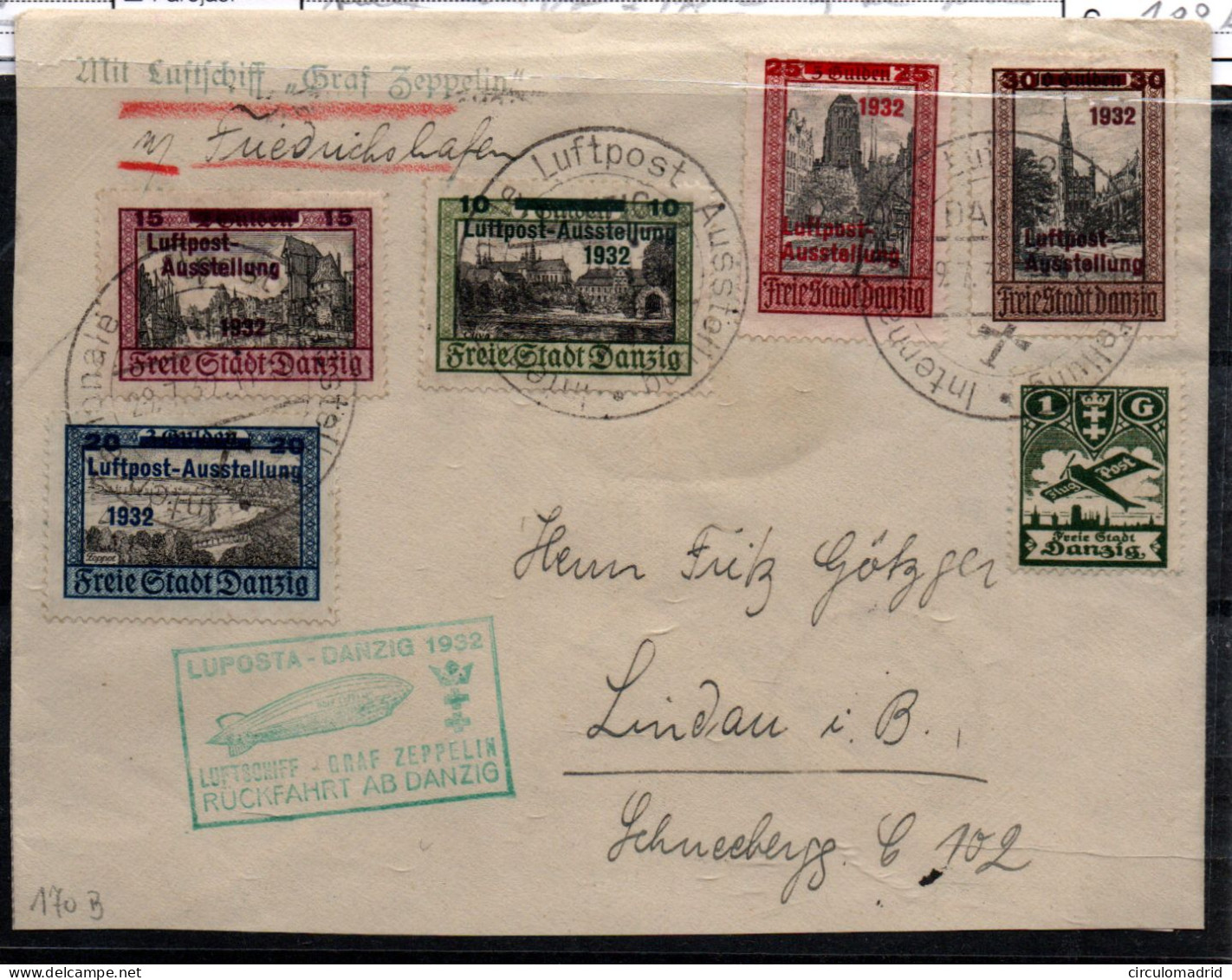 Dantzing (aéreo) Nº 25/29. Año 1932 - Briefe U. Dokumente