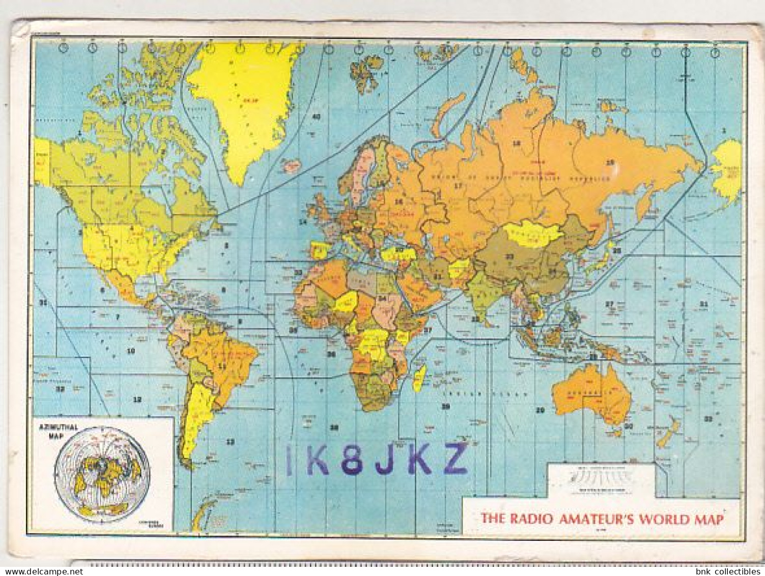 Italy Portici 1988 Circulated QSL Card IK8JKZ - The Radio Amateur`s World Map - Andere & Zonder Classificatie