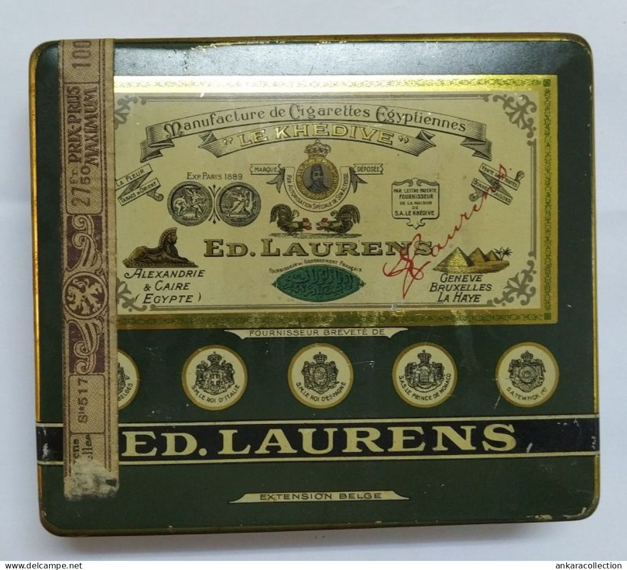 AC - STYX ED LAURENS LE KHEDIVE MANUFACTURE DE CIGARETTES EGYPTIENNES CIGARETTE - TOBACCO EMPTY VINTAGE TIN BOX - Contenitori Di Tabacco (vuoti)