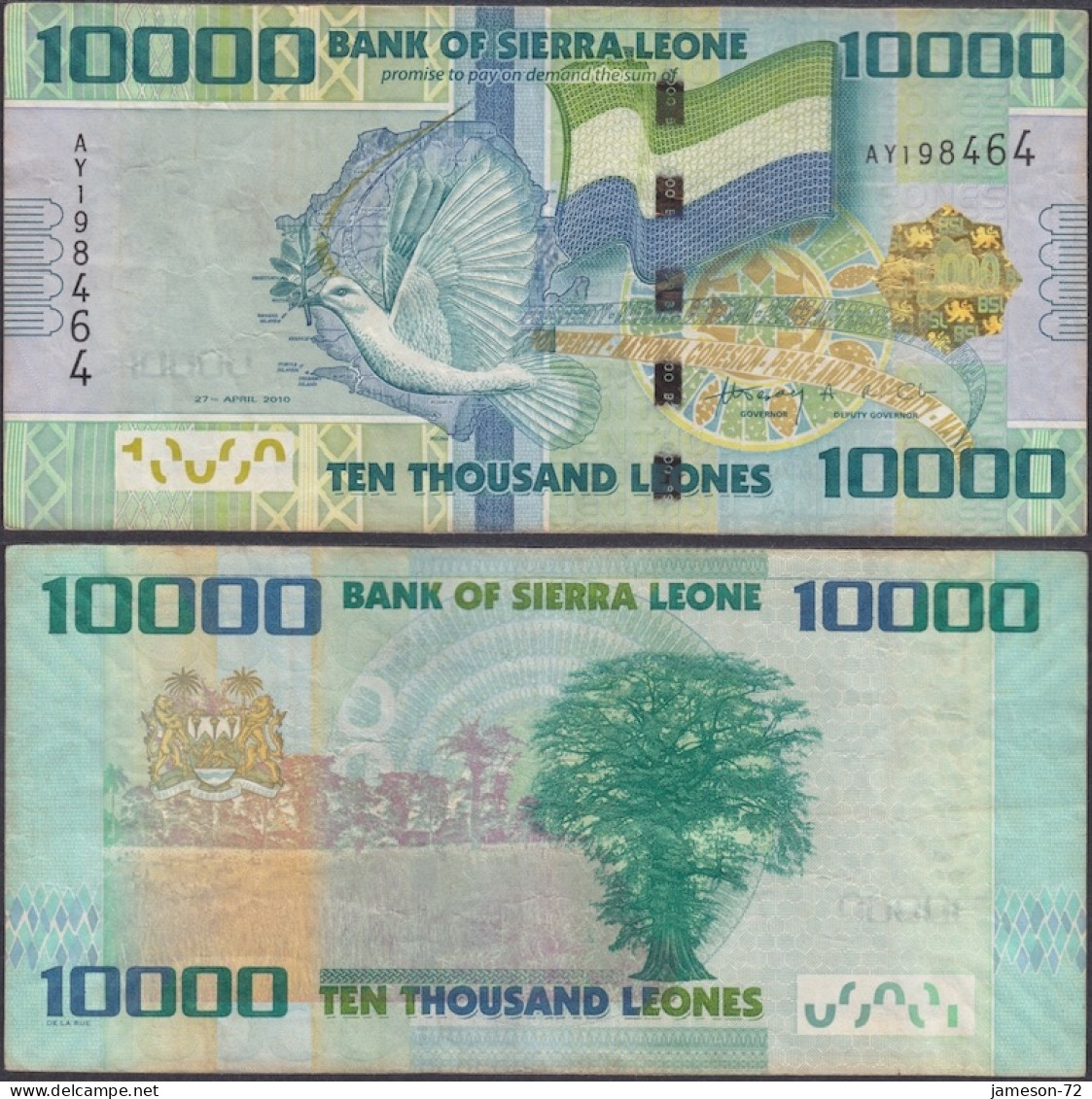 SIERRA LEONE - 10.000 Leones 2010 P# 33a Africa Banknote - Edelweiss Coins - Sierra Leone