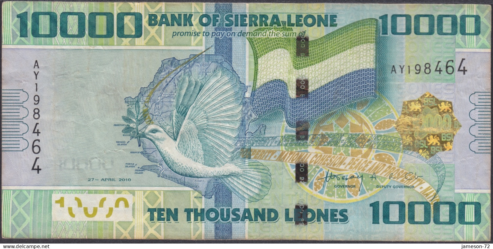 SIERRA LEONE - 10.000 Leones 2010 P# 33a Africa Banknote - Edelweiss Coins - Sierra Leone