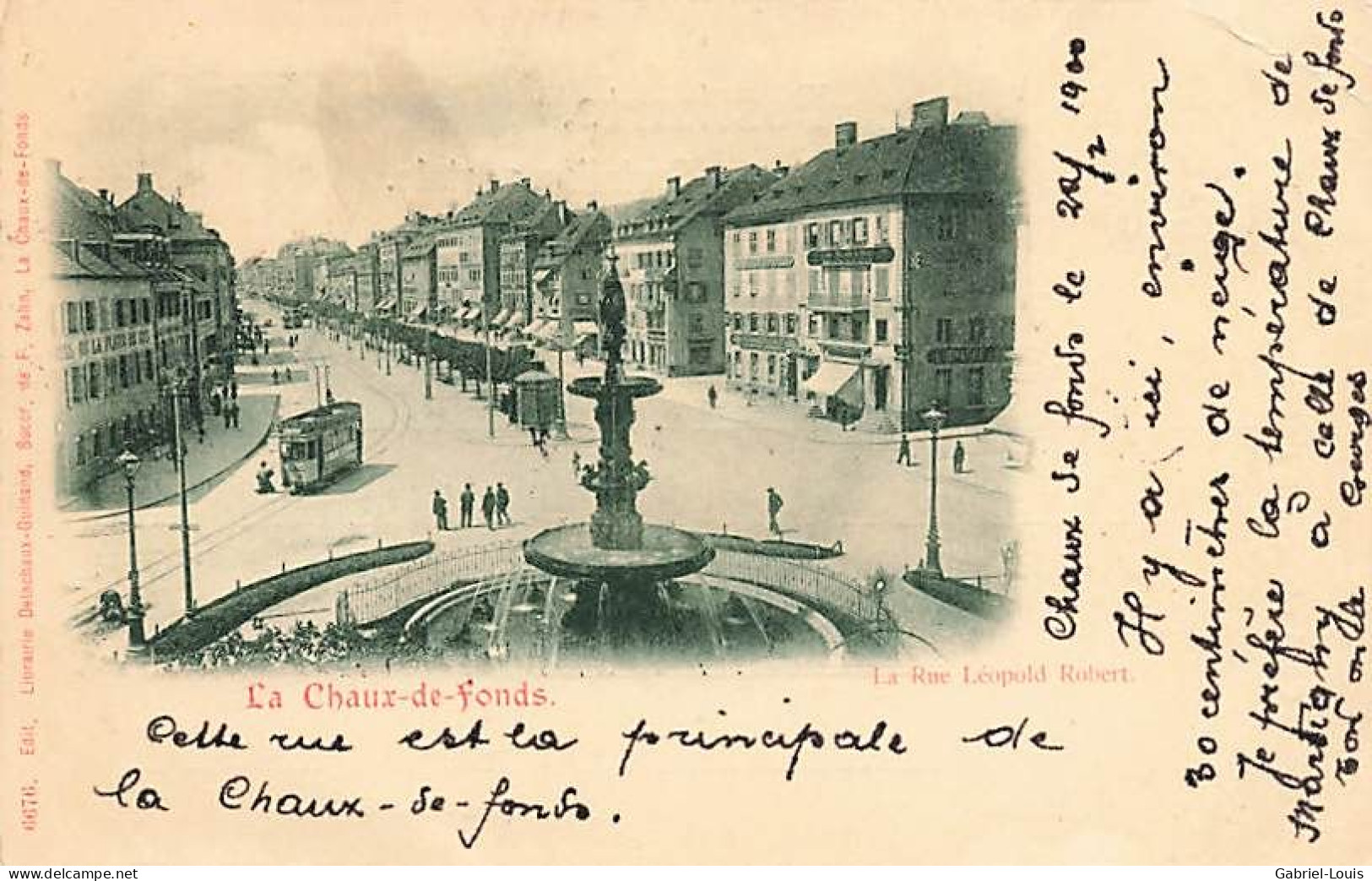 La Chaux De Fonds Rue Léopold-Robert 1900 Tramway Tram - La Chaux-de-Fonds