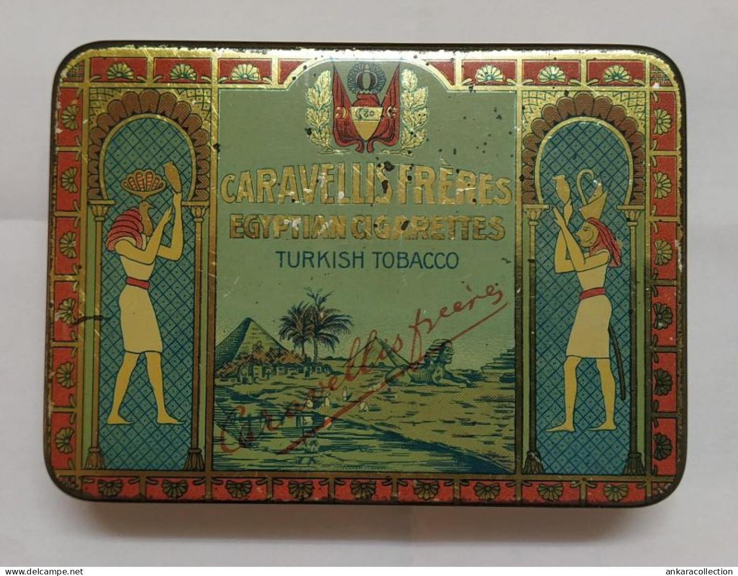 AC - CARAVELLIS FRERES EGYPTIAN CIGARETTES ROYAL CIGARETTE - TOBACCO EMPTY VINTAGE TIN BOX - Boites à Tabac Vides