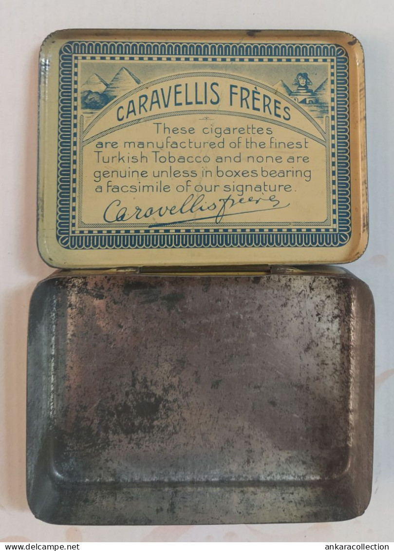 AC - CARAVELLIS FRERES EGYPTIAN CIGARETTES ROYAL CIGARETTE - TOBACCO EMPTY VINTAGE TIN BOX - Empty Tobacco Boxes