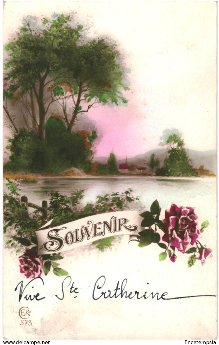 CPA Carte Postale Belgique  Illustration D'un étang Souvenir Vive Ste Catherine 1926 VM69223 - Sainte-Catherine