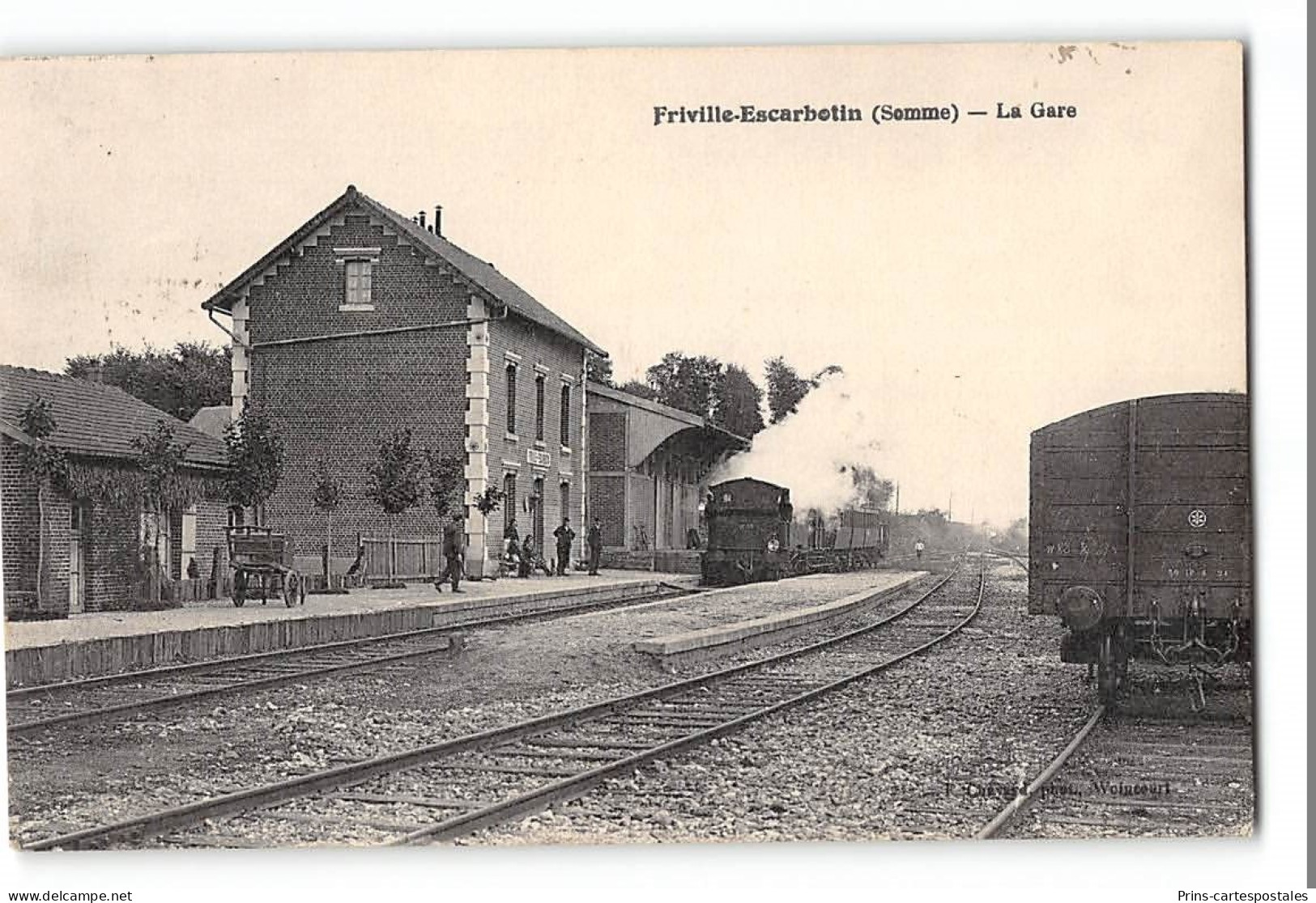 CPA 80 Friville Escarbotin La Gare Train Tramway - Friville Escarbotin