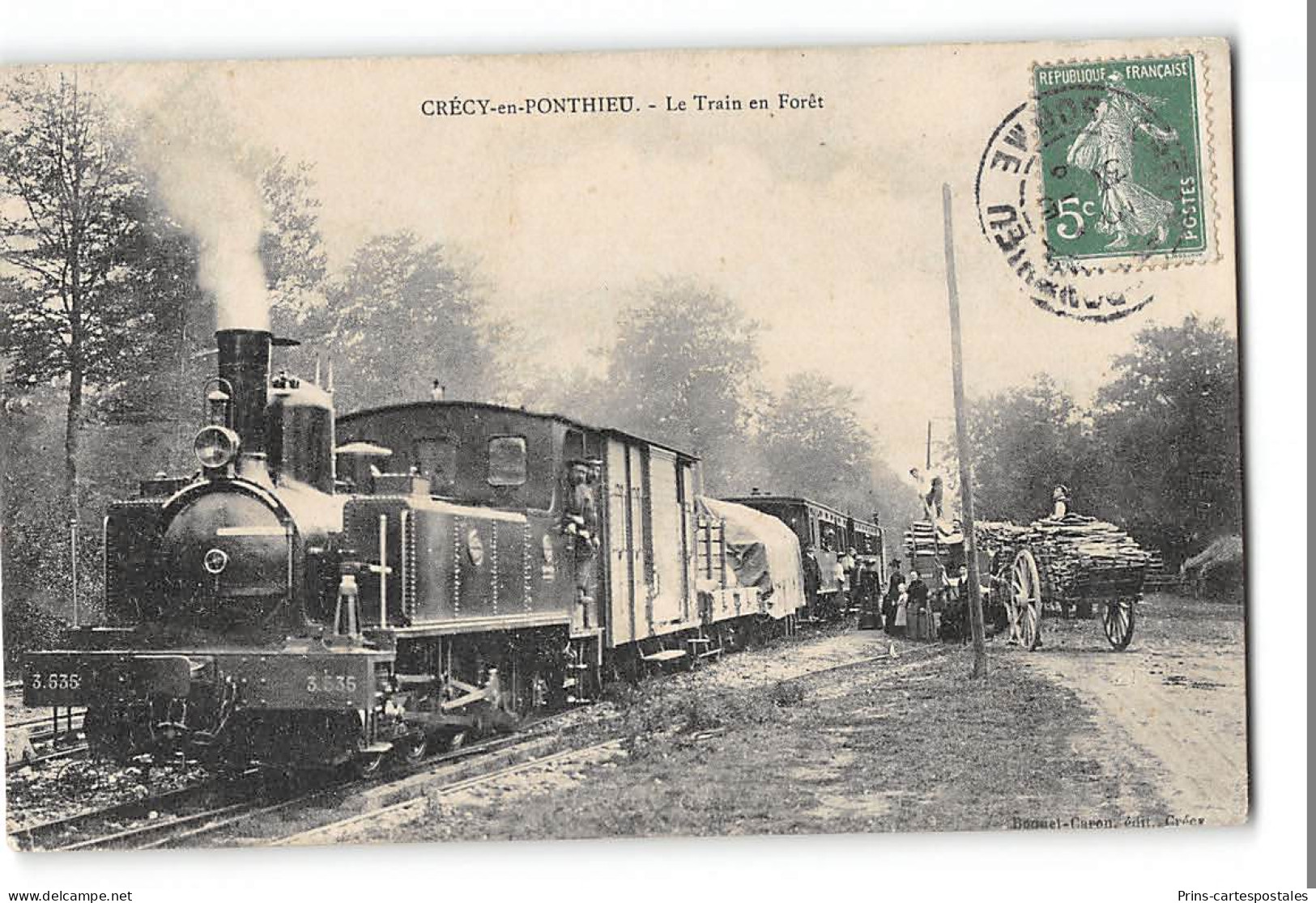 CPA 80 Crécy En Ponthieu Le Train En Forêt La Gare Et Tramway - Crecy En Ponthieu