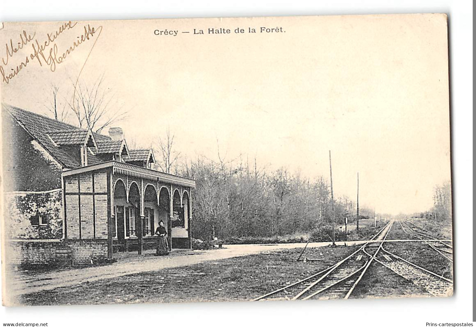 CPA 80 Crécy La Halte De La Forêt La Gare Et Le Train Tramway - Crecy En Ponthieu