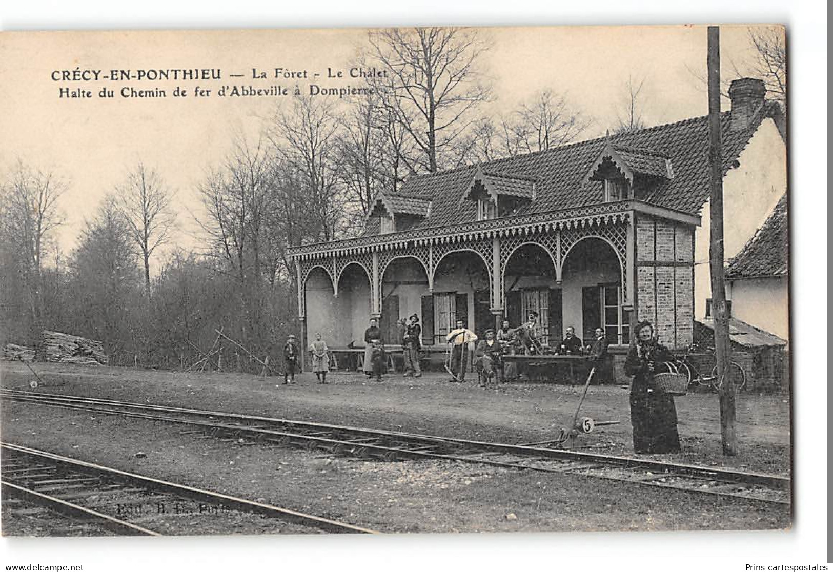 CPA 80 Crécy La Halte De La Forêt La Gare Et Le Train Tramway - Crecy En Ponthieu