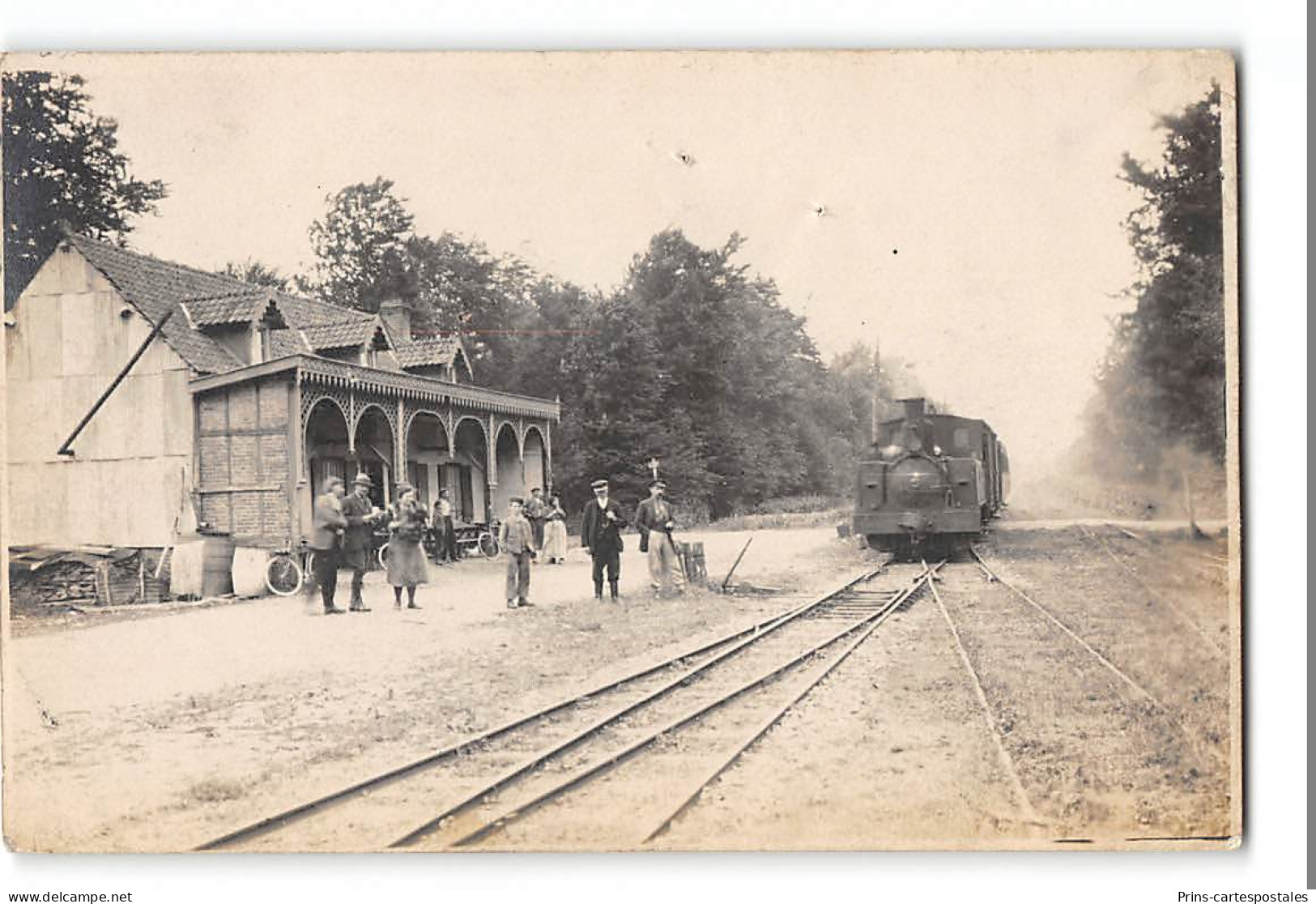 CPA 80 Carte Photo Crécy En Ponthieu La Chalet Dans La Forêt La Gare Et Le Train Tramway - Crecy En Ponthieu