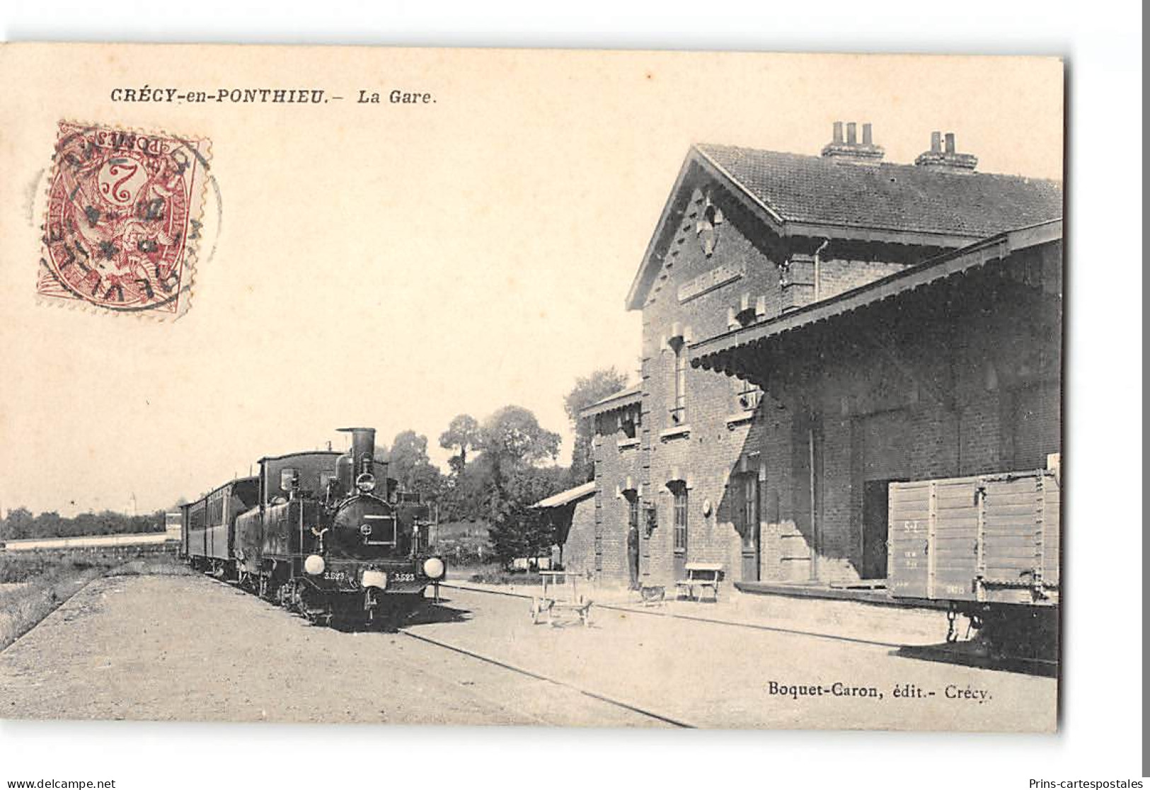 CPA 80 Crécy En Ponthieu La Gare Et Le Train Tramway - Crecy En Ponthieu