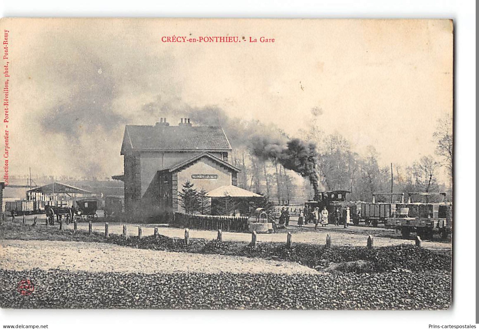 CPA 80 Crécy En Ponthieu La Gare Et Le Train Tramway - Crecy En Ponthieu