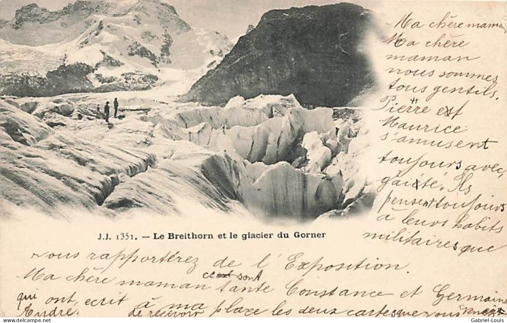 Le Breithorn Et Le Glacier Du Gorner Zermatt 1900 Alpinistes - Zermatt
