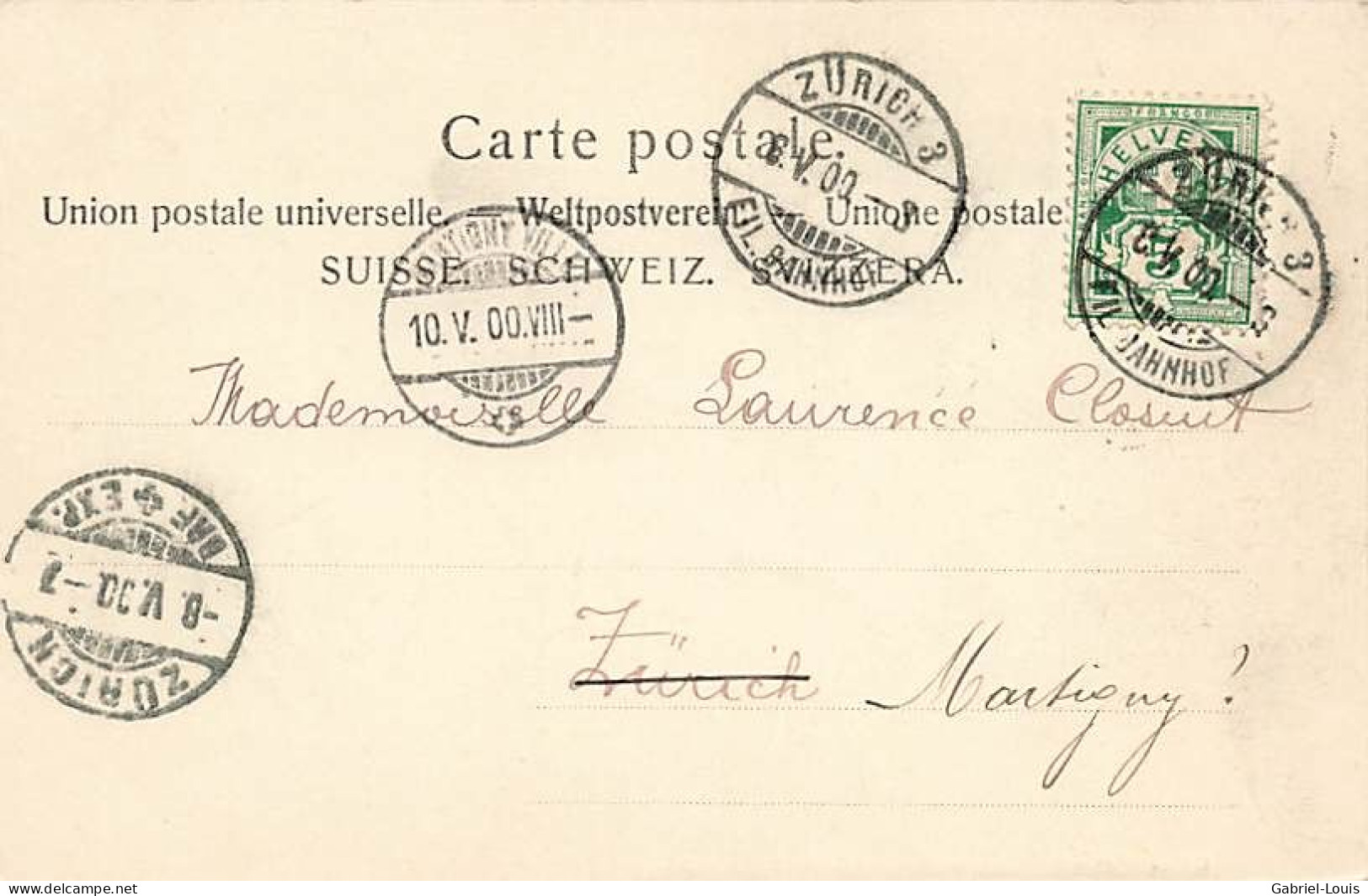 Gruss Aus Zürich Limatquai Und Polytechnikum 1900 - Zürich
