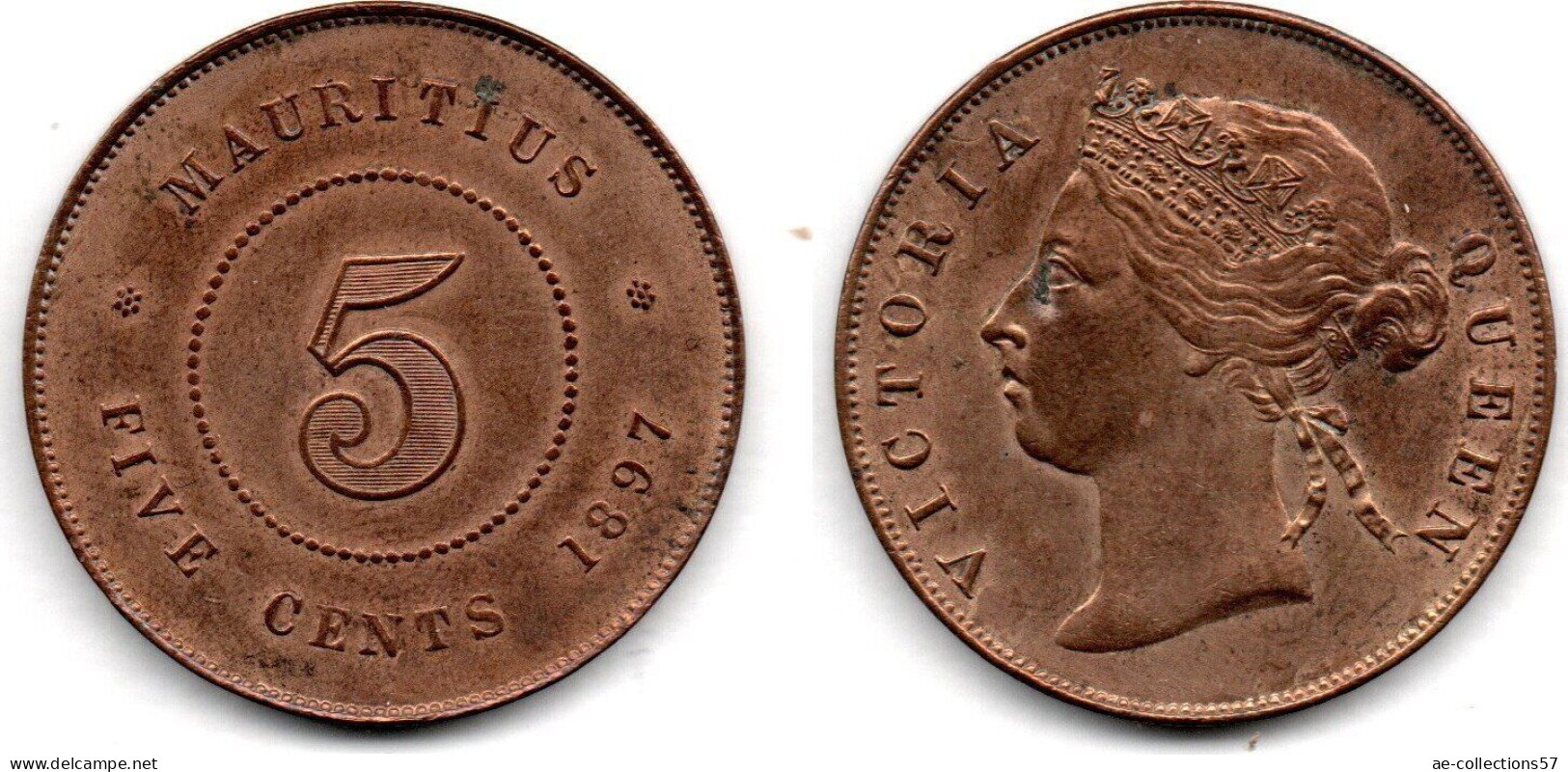 MA 23544 / Mauritius 5 Cents 1897 SPL - Mauricio