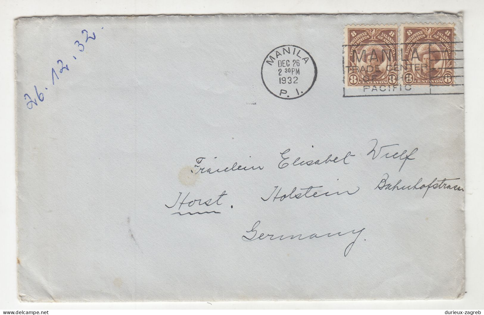 US Philippines 2 Letter Covers Posted 1932 To Germany B230720 - Filippijnen