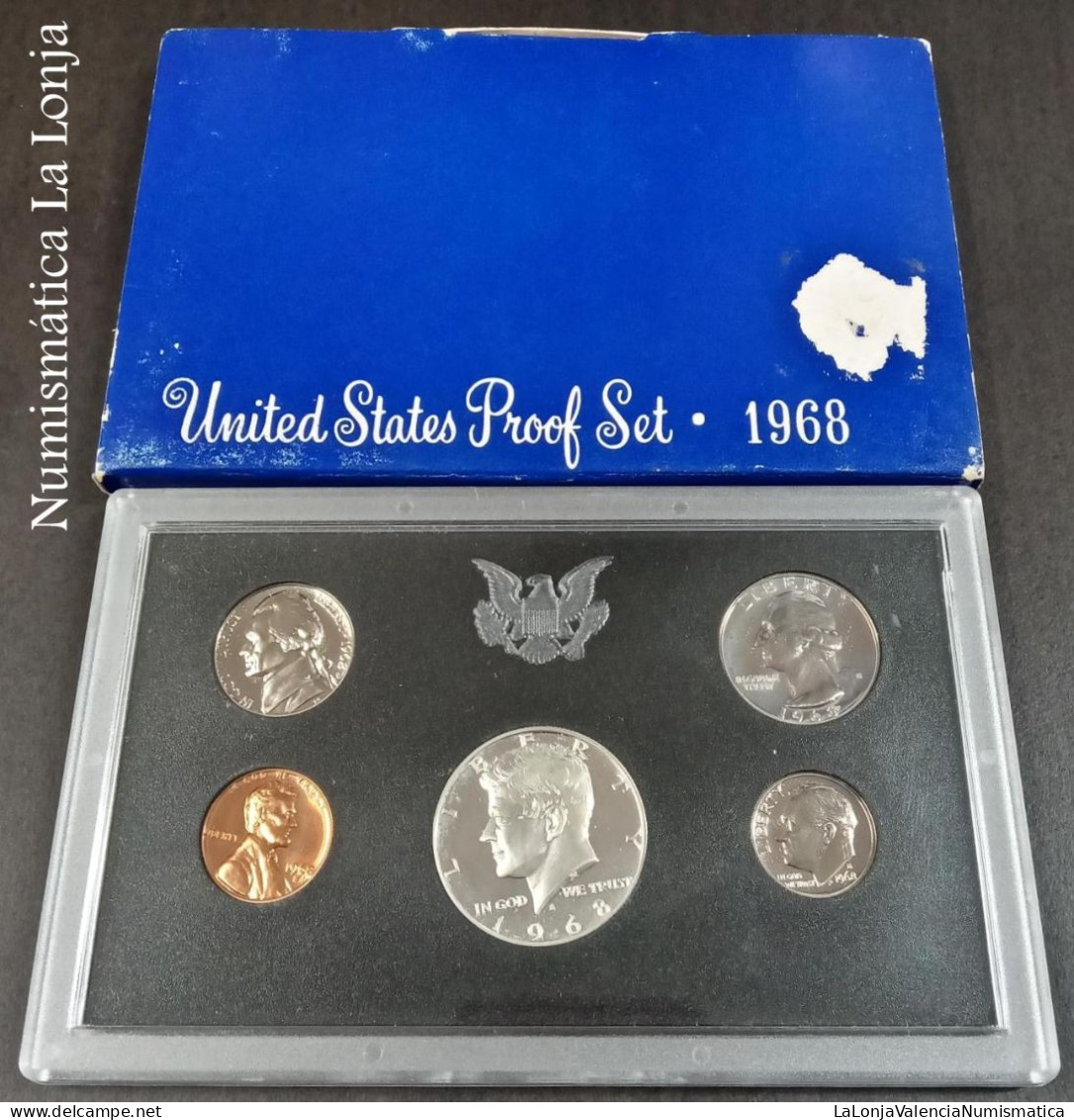 Estados Unidos United States Set 1 Dime 1 5 Cent 1/4 1/2 Dollar 1968 Proof Siver Sc Unc - Sammlungen