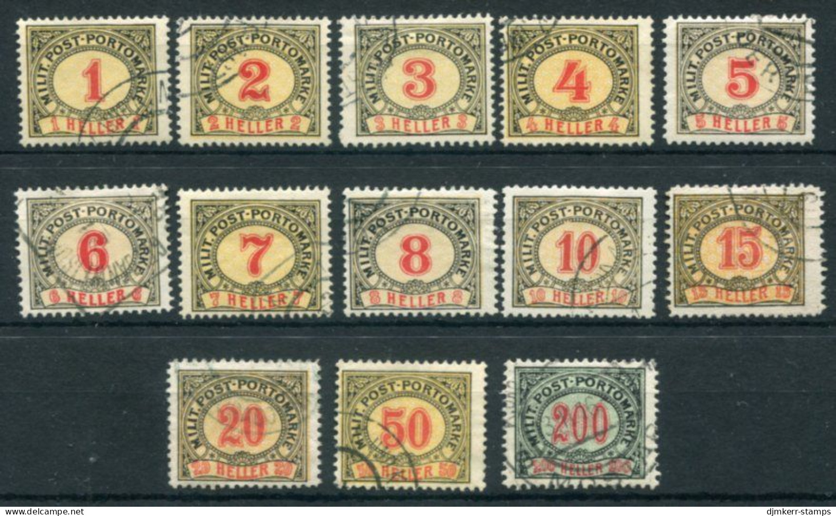 BOSNIA & HERZEGOVINA 1904 Postage Due Set Of 13 Used.  Michel Porto 1-13 - Bosnien-Herzegowina