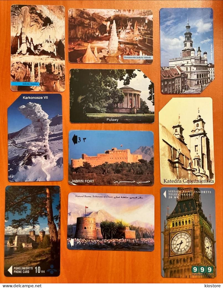 10 Different Phonecards Historical Buildings - Lots - Collections