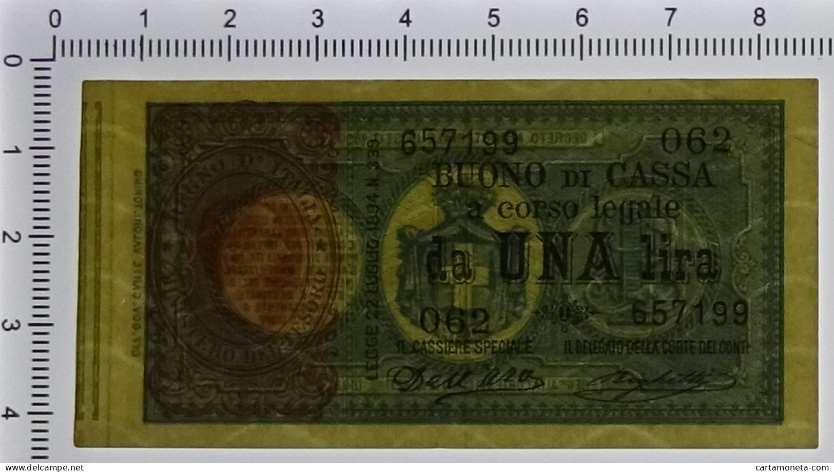 1 LIRA BUONO DI CASSA EFFIGE UMBERTO I 02/08/1894 QSPL - Otros