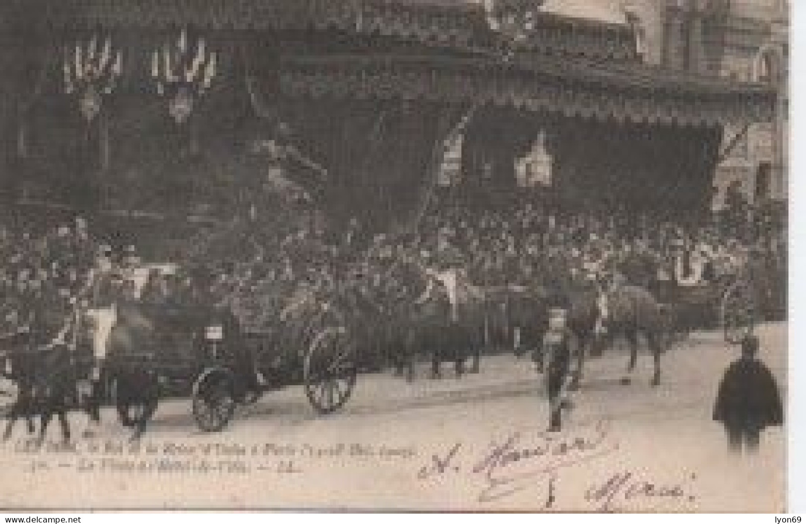 PARIS VISITE   DU ROI T DE LA REINR D ITALIE  EN 1903  50 VISITE A L HOTEL DE VILLE  DOS VERT AGE D OR - Recepties