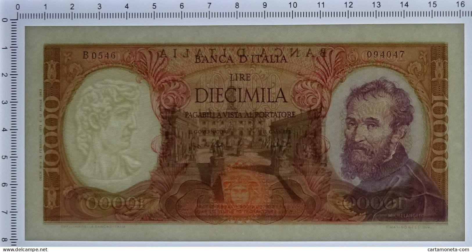 10000 LIRE BANCA D'ITALIA MICHELANGELO MEDUSA 15/02/1973 QFDS - Altri & Non Classificati