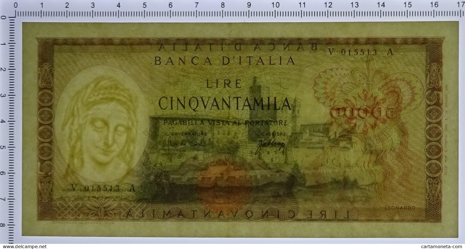 50000 LIRE BANCA D'ITALIA LEONARDO DA VINCI MEDUSA 03/07/1967 SPL- - Altri & Non Classificati