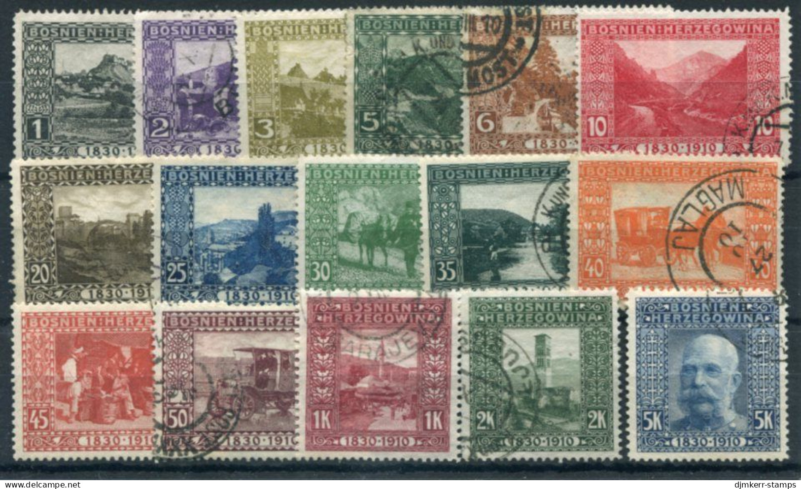 BOSNIA & HERZEGOVINA 1910 Birthday Of Franz Jospeh Set Used.  Michel 45-60 - Bosnien-Herzegowina