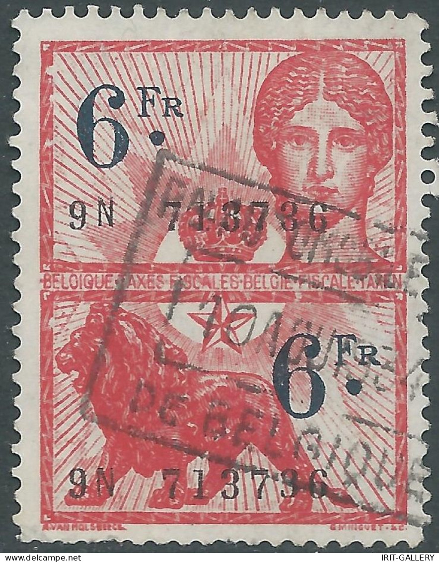 Belgium-Belgique,Belgio,1934 Revenue Stamp Tax - Fiscal  6.Fr ,Used - Stamps
