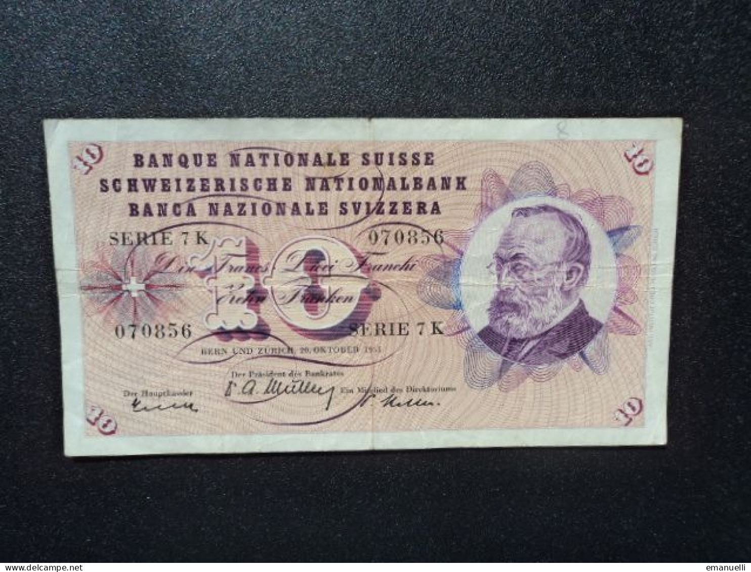 SUISSE : 10 FRANKEN   20.10.1955   P 45b Signature 36     TTB * - Schweiz