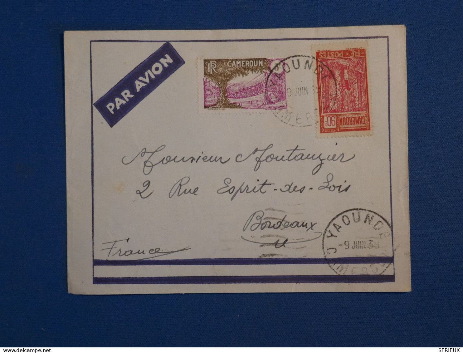 BV11 CAMEROUN   BELLE LETTRE RR  1939 YAOUDE   A BORDEAUX  FRANCE +N°148 +AFF. INTERESSANT+ - Storia Postale