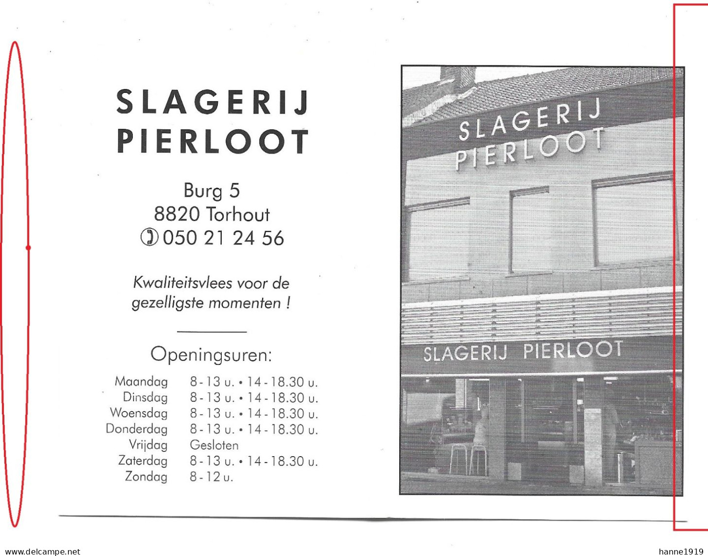 Torhout Burg Slagerij Pierloot Kalender 2008 Calendrier Calendar Htje - Petit Format : 2001-...