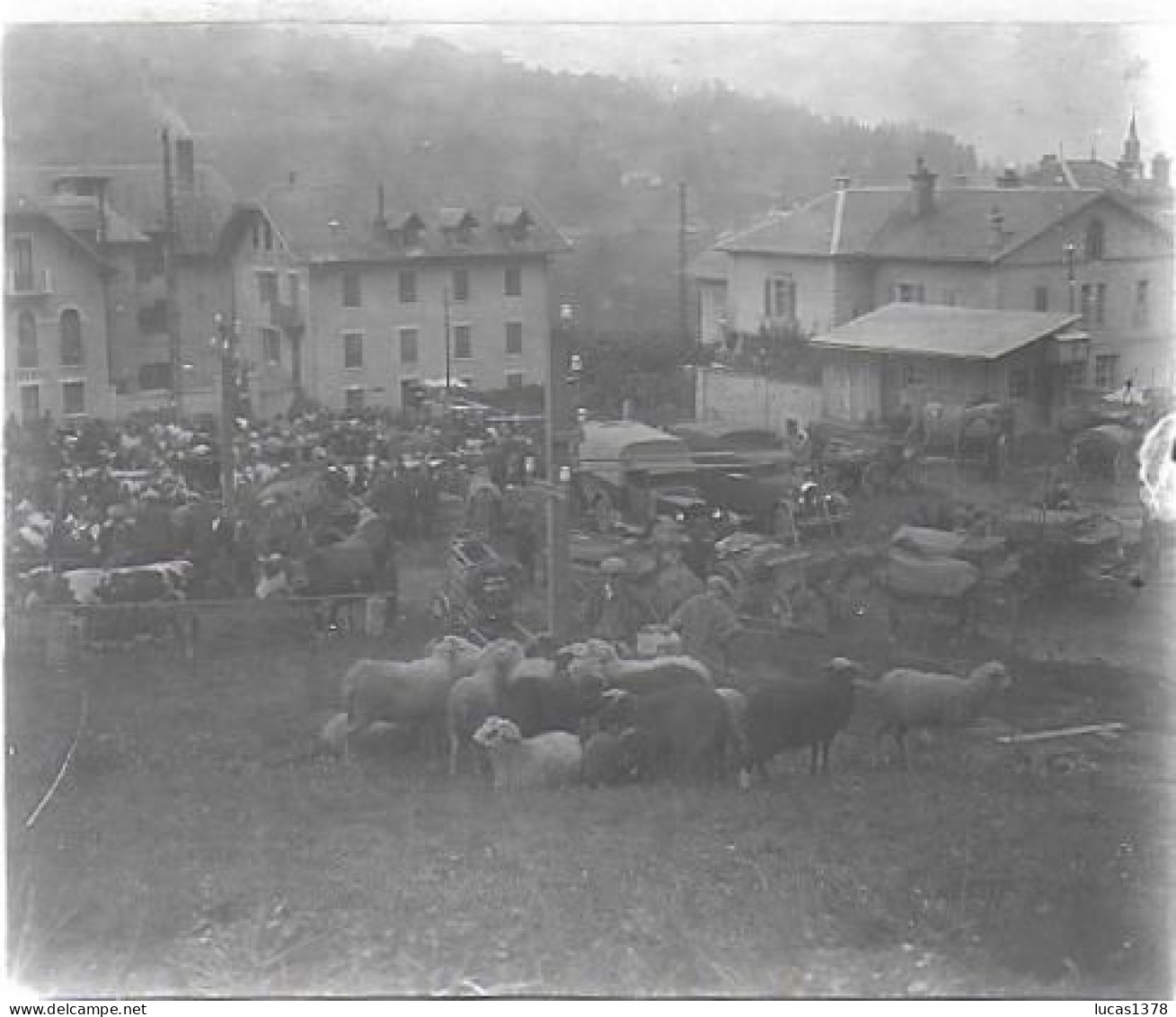 74 / SAINT GERVAIS  / DEBUT 20 EME / PLAQUE DE VERRE PHOTO STEREO / CHAMP DE FOIRE - Plaques De Verre